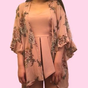 Pink Floral Kimono Shaw